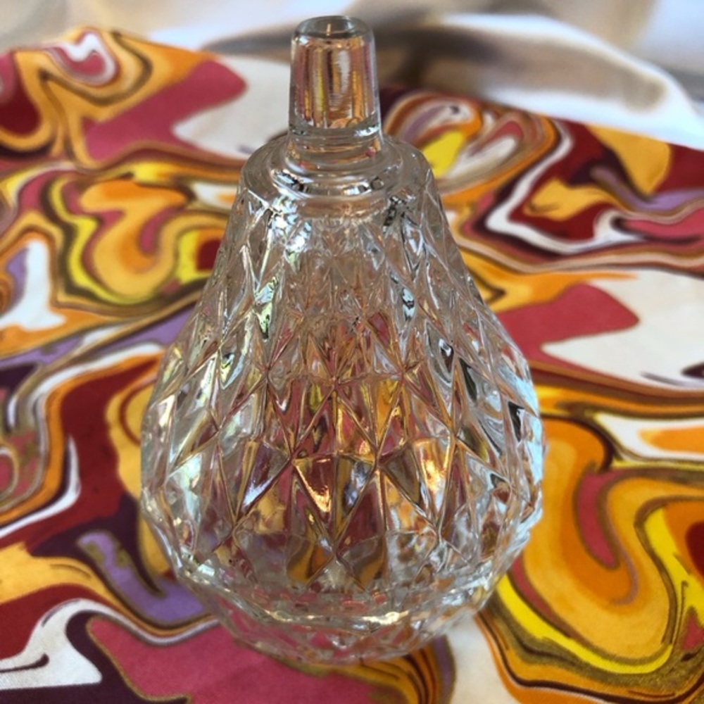 Vintage Pressed Glass Lidded Pear Trinket Holder